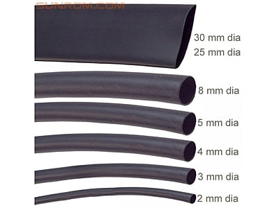 Heat Shrink Tube - 2mm Dia, Black, 1 Meter Length
