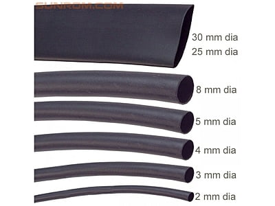 Heat Shrink Tube - 10mm Dia, Black, 1 Meter Length