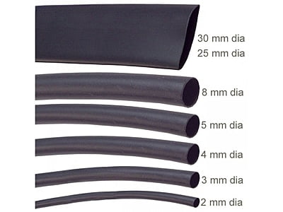 Heat Shrink Tube - 1mm Dia, Black, 1 Meter Length