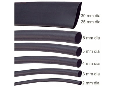 Heat Shrink Tube - 1.5mm Dia, Black, 1 Meter Length
