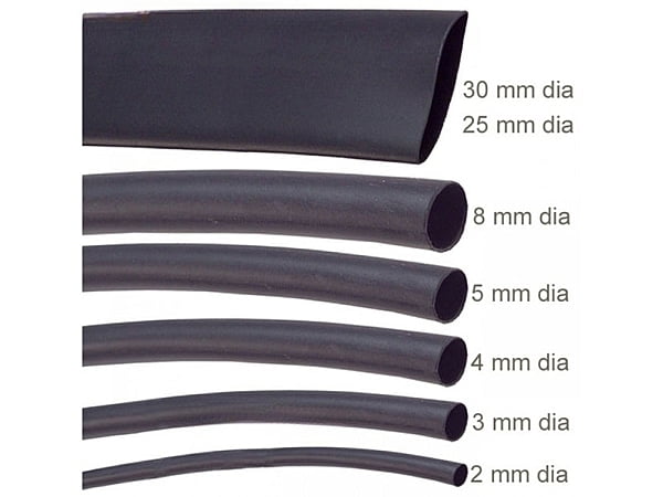 Heat Shrink Tube - 1.5mm Dia, Black, 1 Meter Length