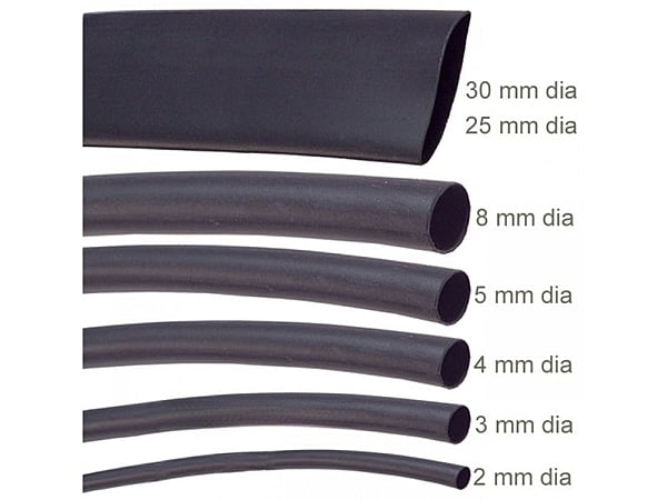 Heat Shrink Tube - 3mm Dia, Black, 1 Meter Length