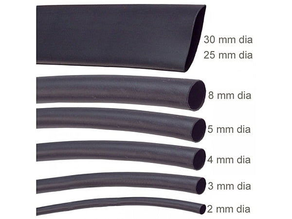 Heat Shrink Tube - 16mm Dia, Black, 1 Meter Length