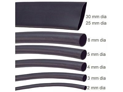Heat Shrink Tube - 18mm Dia, Black, 1 Meter Length