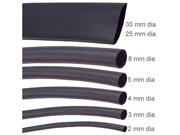 Heat Shrink Tube - 18mm Dia, Black, 1 Meter Length