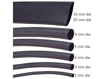 Heat Shrink Tube - 25mm Dia, Black, 1 Meter Length