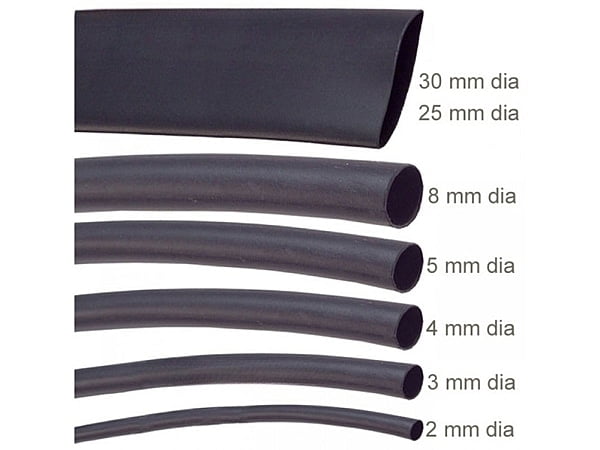 Heat Shrink Tube - 25mm Dia, Black, 1 Meter Length
