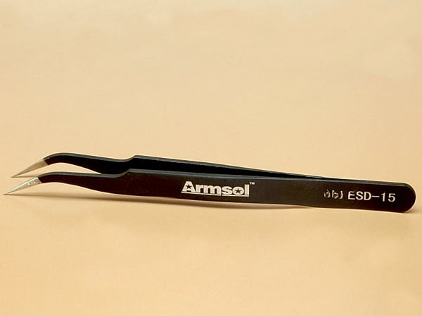 Fine tip curved tweezers - ESD safe - 120mm for SMD electronics