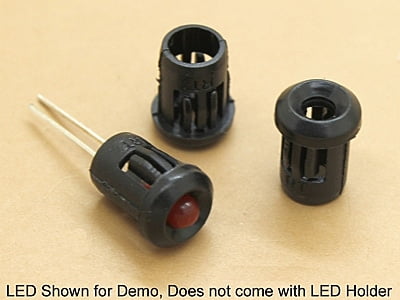 LED holder for 3mm T1 LEDs - Snap Panel Mount - Black Plastic