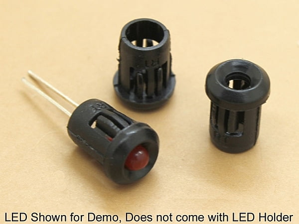 LED holder for 3mm T1 LEDs - Snap Panel Mount - Black Plastic