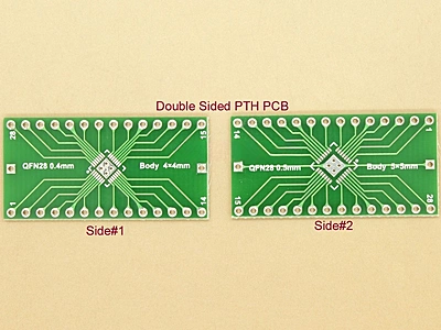 QFN28 0.4mm (Body 4x4mm) / QFN28 0.5mm (Body 5x5mm) SMD Adapter PCB