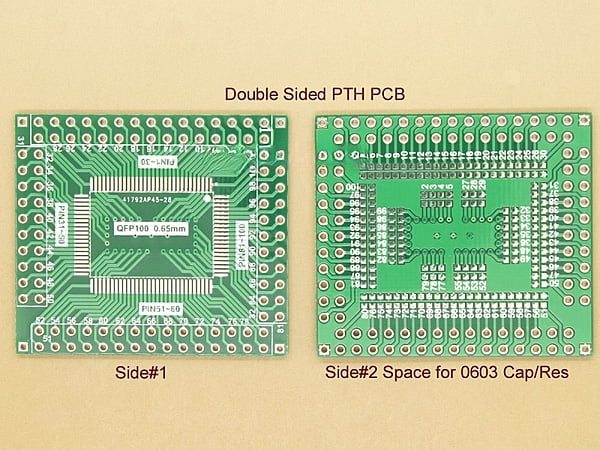 LQFP100 0.65mm pitch (RTL8019 Ethernet chip) (cy7c68013) SMD Adapter PCB