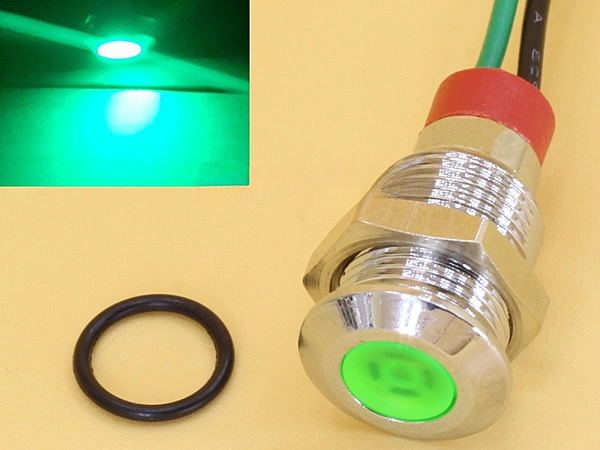 Green 10mm 3-6V DC Panel Mount Indicator LED with 15cm wire
