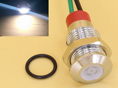 White 10mm 3-6V DC Panel Mount Indicator LED with 15cm wire