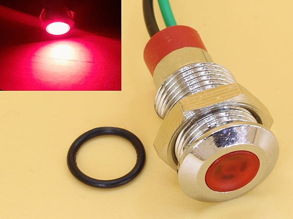 Red 10mm 110-220V AC Panel Mount Indicator LED with 15cm wire