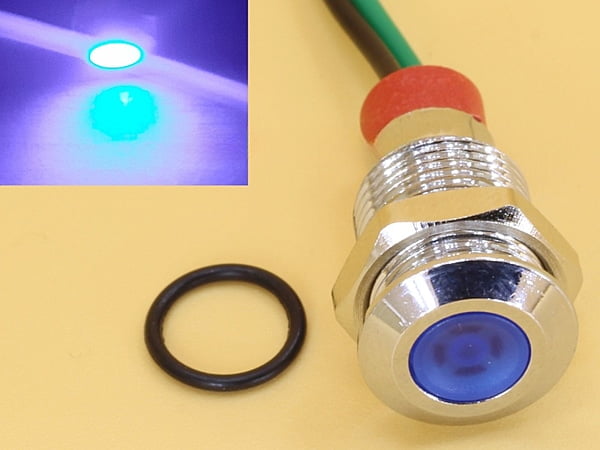 Blue 10mm 110-220V AC Panel Mount Indicator LED with 15cm wire