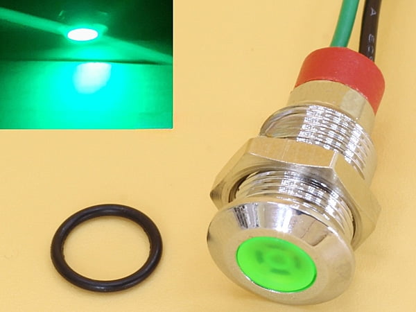 Green 10mm 110-220V AC Panel Mount Indicator LED with 15cm wire