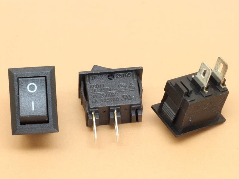 Black Rocker Switch KCD11 3A-250VAC ON/OFF SPST Snap in Panel
