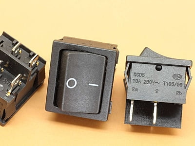 Black Rocker Switch KCD5 6A-250VAC ON/OFF DPST Snap in Panel