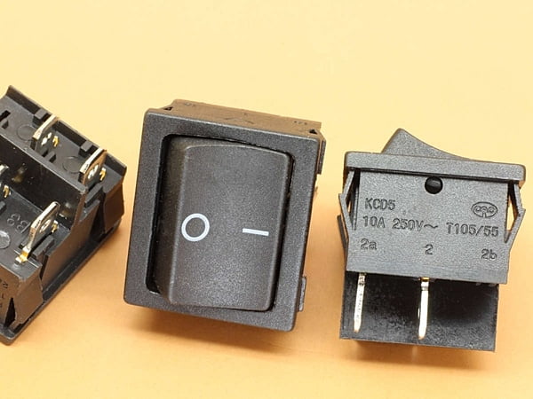 Black Rocker Switch KCD5 6A-250VAC ON/OFF DPST Snap in Panel
