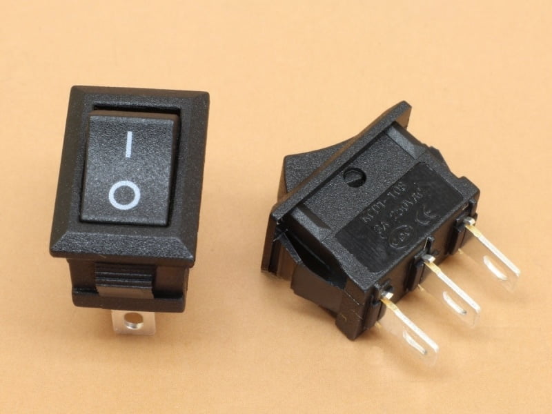 Black Rocker Switch KCD1 3A-250VAC ON/OFF 3 Pins SPST Snap in Panel
