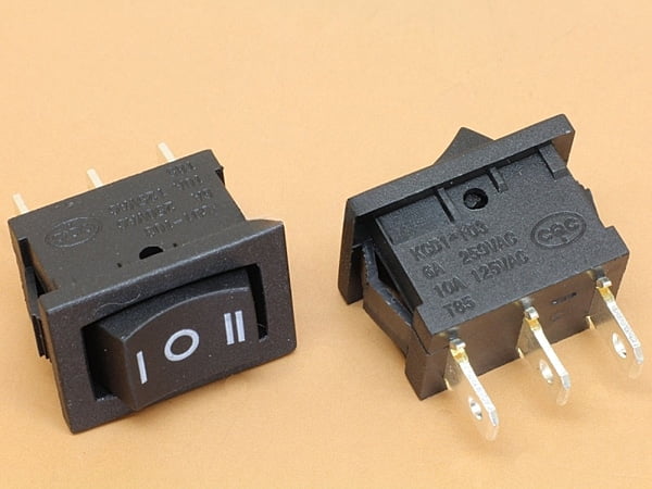 Black Rocker Switch KCD1-103 6A-250VAC ON-OFF-ON SPST Snap in Panel