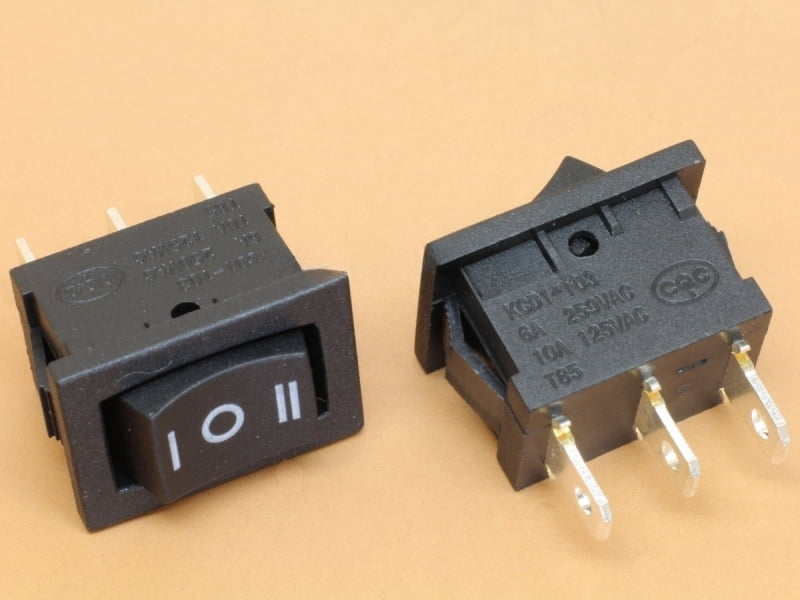 Black Rocker Switch KCD1-103 6A-250VAC ON-OFF-ON SPST Snap in Panel