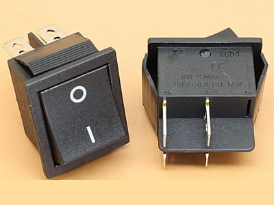 Black Rocker Switch KCD4 16A-250VAC ON/OFF DPST Snap in Panel