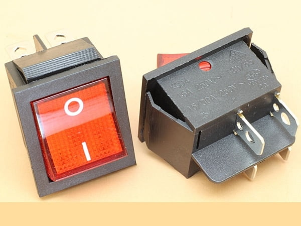 Red Light Rocker Switch KCD4 16A-250VAC ON/OFF DPST Snap in Panel