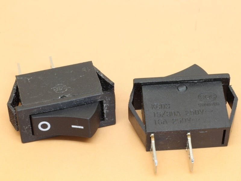 Black Rocker Switch KCD3 16A-250VAC ON/OFF SPST Snap in Panel