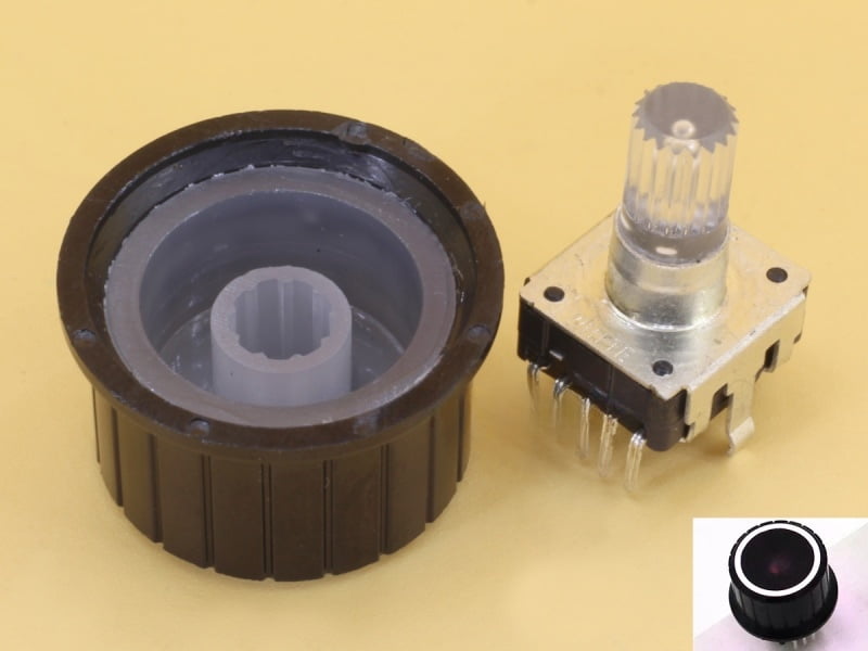 White LED Rotary Encoder EC12 Knurled Shaft 20mm with Knob 25mm
