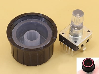 Red LED Rotary Encoder EC12 Knurled Shaft 20mm with Knob 25mm