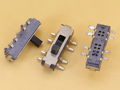 Slide Switch SMD Vertical - 8 pins - 2 circuits - 3 positions