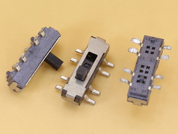 Slide Switch SMD Vertical - 8 pins - 2 circuits - 3 positions