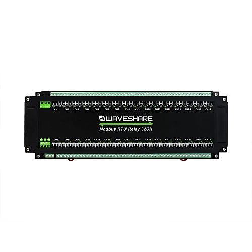 Industrial Modbus RTU 32-Ch Relay Module RS-485 Rail-Mount