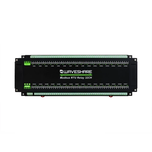 Industrial Modbus RTU 32-Ch Relay Module RS-485 Rail-Mount