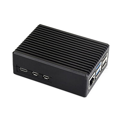 Aluminum Stripe Grooved Case For Raspberry Pi 5, Built-In Cooling Fan And Heatsink Pillars
