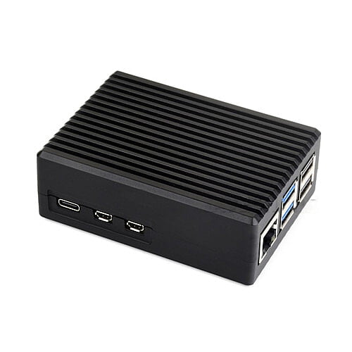 Aluminum Stripe Grooved Case For Raspberry Pi 5, Built-In Cooling Fan And Heatsink Pillars