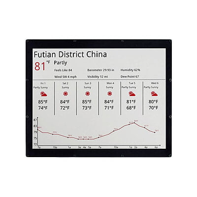 12.48 inch Three-Color E-Ink Display Module, 1304×984, red, black, white three-color