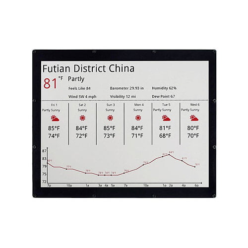 12.48 inch Three-Color E-Ink Display Module, 1304Ã—984, red, black, white three-color