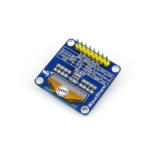 0.96 inch OLED, SPI/I2C Interfaces, Vertical Pinheader - Waveshare