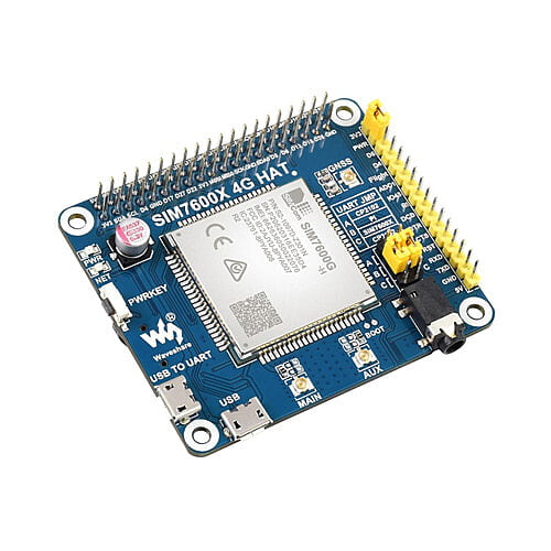 SIM7600G-H 4G HAT For Raspberry Pi, LTE Cat-4 4G/3G/2G/GNSS, Global Band
