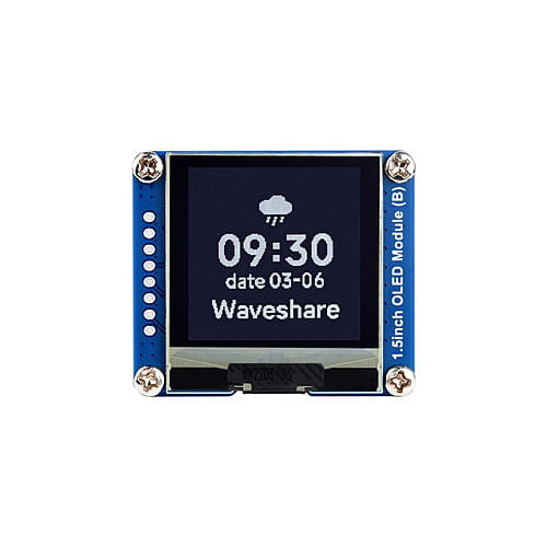 1.5inch OLED Display Module, 128x128 Resolution, SPI / I2C Communication, Black / White Display Color