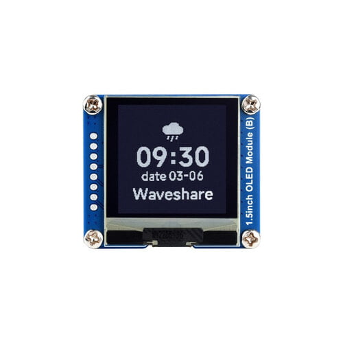 1.5inch OLED Display Module, 128x128 Resolution, SPI / I2C Communication, Black / White Display Color