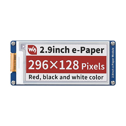 2.9inch E-Paper E-Ink Display Module (B), 296x128, Red / Black / White, SPI