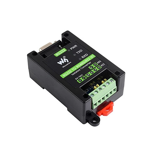 RS232 DB9 Female To RS485/422 Converter, Active Digital isolated, Onboard SP3232EEN and SP485EEN Chips, Wall-Mount And Rail-Mount Support