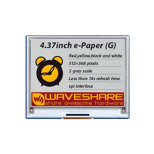 4.37inch E-Paper Module (G) 512x368 Red/Yellow/Black/White
