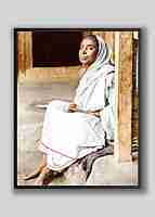 Holy Mother Sri Sarada Devi - Seated on Veranda at Jayrambati - Side View