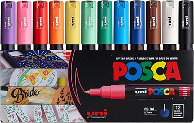 PC1M12C MITSUBISHI UNI POSCA MARKER SET, 1M, 12 ASSORTED COLORS PC1M12C MITSUBISHI UNI POSCA MARKER SET, 1M, 12 ASSORTED COLORS