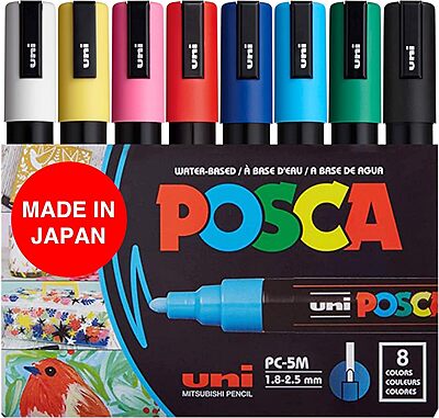 PC5M8C MITSUBISHI UNI POSCA MARKER SET, 5M, 8 ASSORTED COLORS PC5M8C MITSUBISHI UNI POSCA MARKER SET, 5M, 8 ASSORTED COLORS